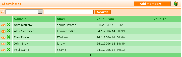 Membership control can show either members of groups the object is member of.