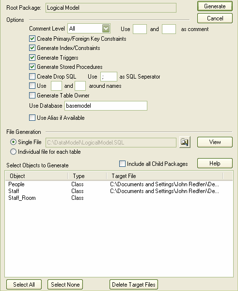 GenerateDDLPackage